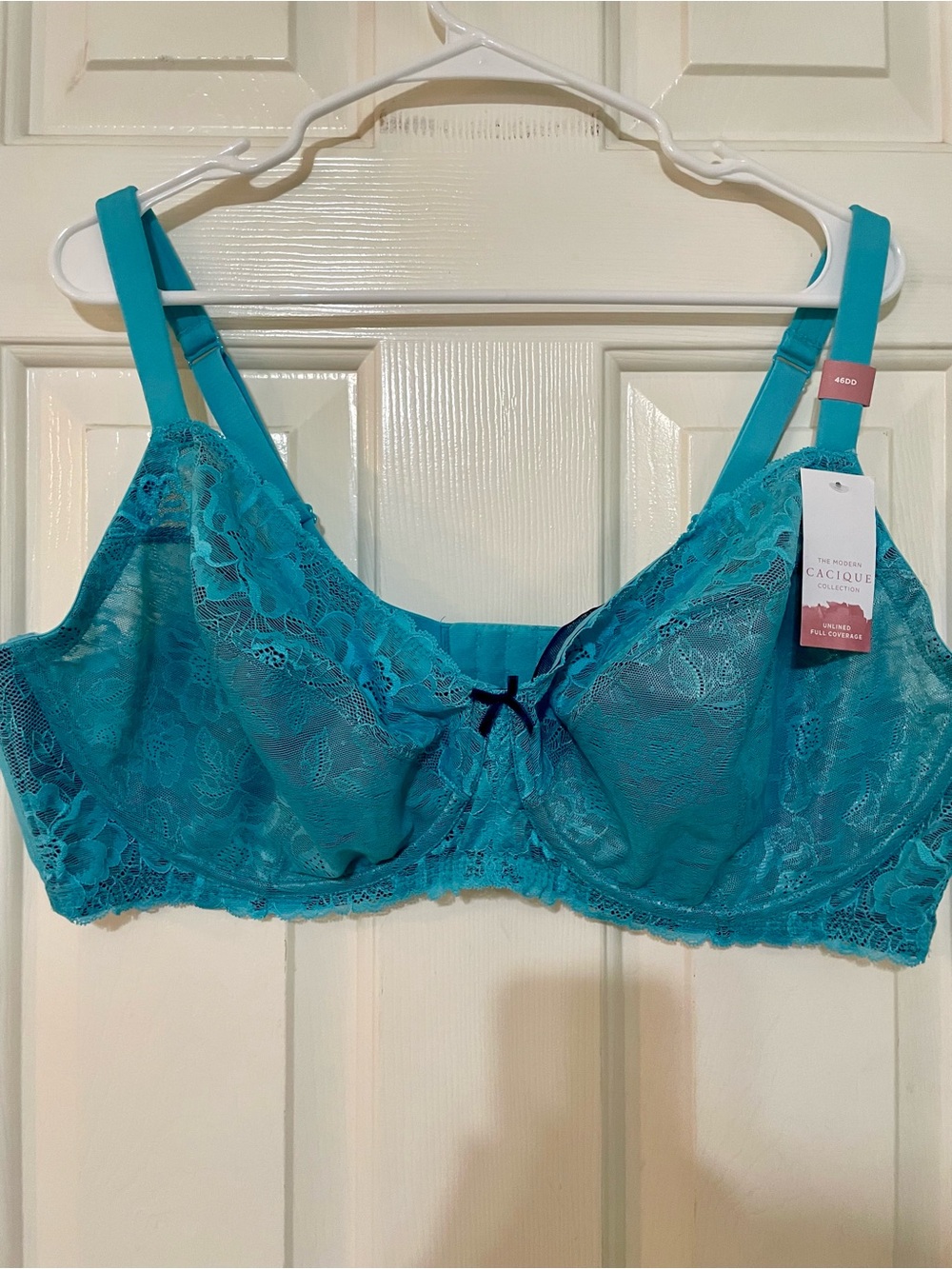 Cacique Teal Lace Underwire Bra with Center Bow